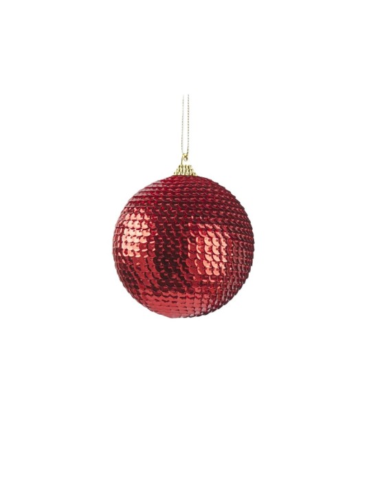 Palla di Natale Decorativa a Squame Ø8 cm Red - EDG Enzo De Gasperi