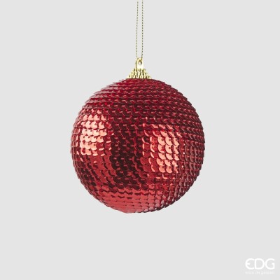 Palla di Natale Decorativa a Squame Ø8 cm Red - EDG Enzo... 2