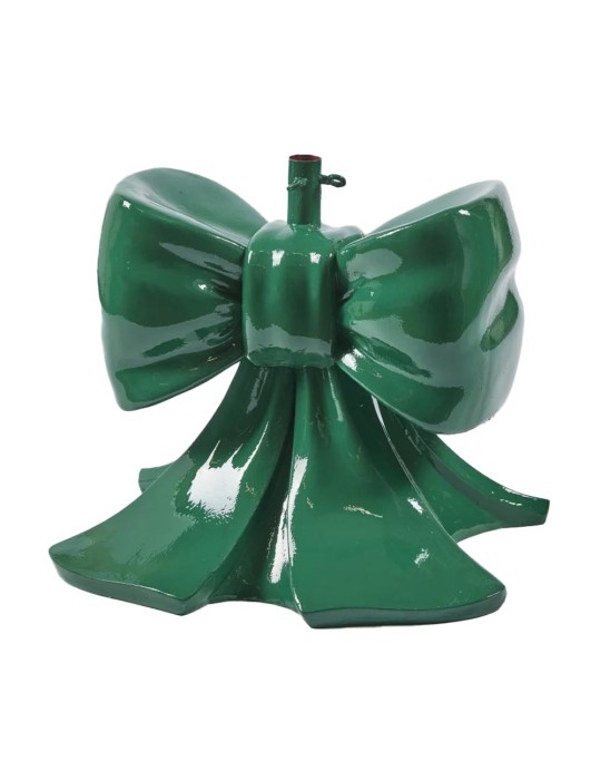 Base per Albero di Natale Scultorea con Fiocco Verde EDG Enzo De Gasperi 50x50xH57 cm