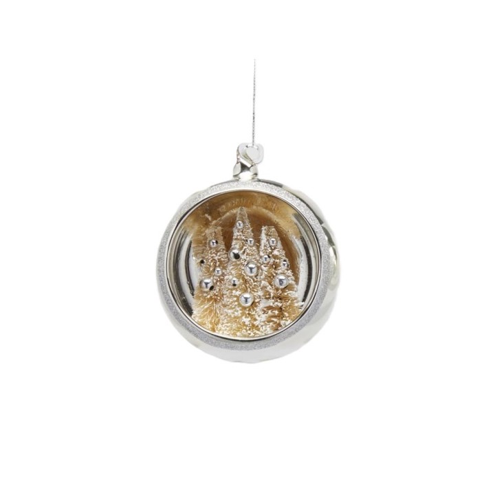 EDG Enzo De Gasperi Pallina di Natale Pini argento in vetro
