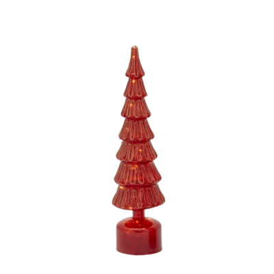 Pino Twist Natalizio in Vetro Rosso H 40,5 cm con...