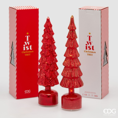 Pino Twist Natalizio in Vetro Rosso H 40,5 cm con... 2