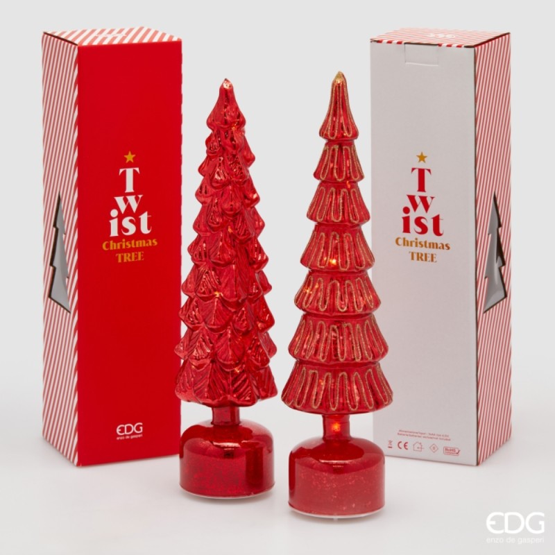 Pino Twist Natalizio in Vetro Rosso H 40,5 cm...
