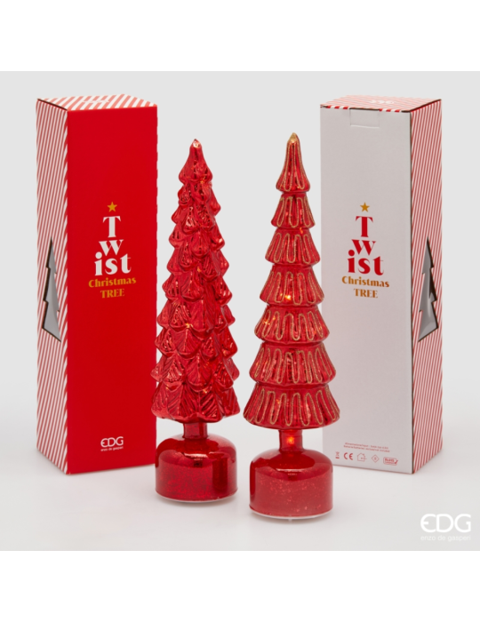 Pino Twist Natalizio in Vetro Rosso H 40,5 cm...