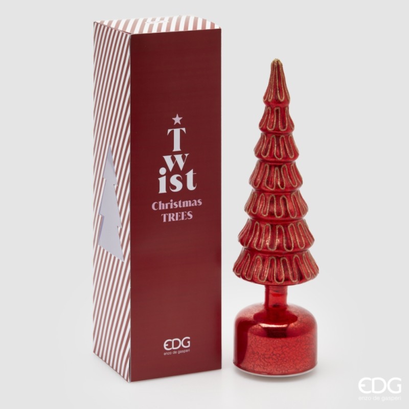 Pino Twist Natalizio in Vetro Rosso H 40,5 cm...