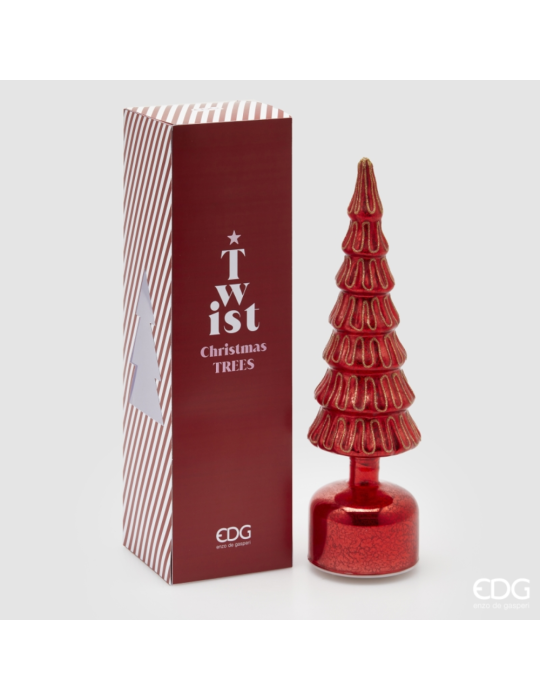 Pino Twist Natalizio in Vetro Rosso H 40,5 cm...