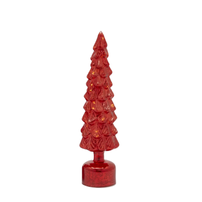 Decoro Natale Pino Twist in Vetro Rosso H 40,5 cm con...