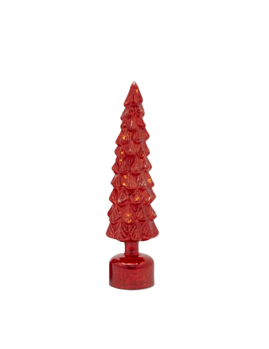 Decoro Natale Pino Twist in Vetro Rosso H 40,5 cm con Movimento e LED – EDG Enzo De Gasperi