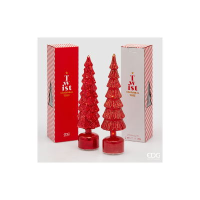Decoro Natale Pino Twist in Vetro Rosso H 40,5 cm con... 2