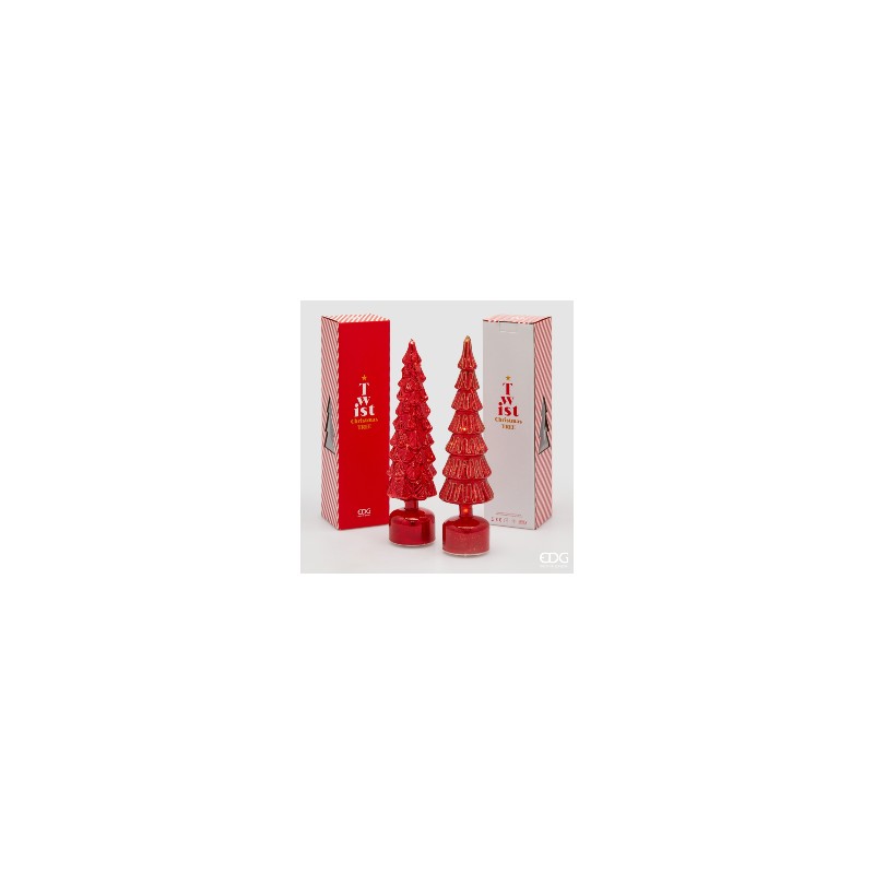 Decoro Natale Pino Twist in Vetro Rosso H 40,5...