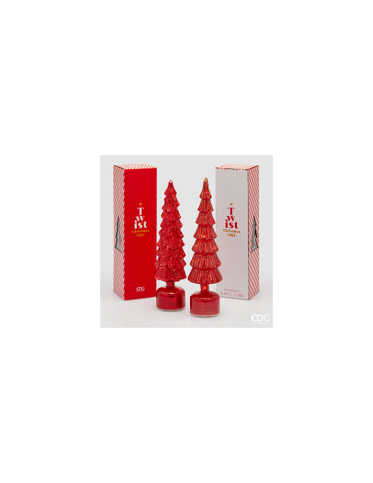 Decoro Natale Pino Twist in Vetro Rosso H 40,5...