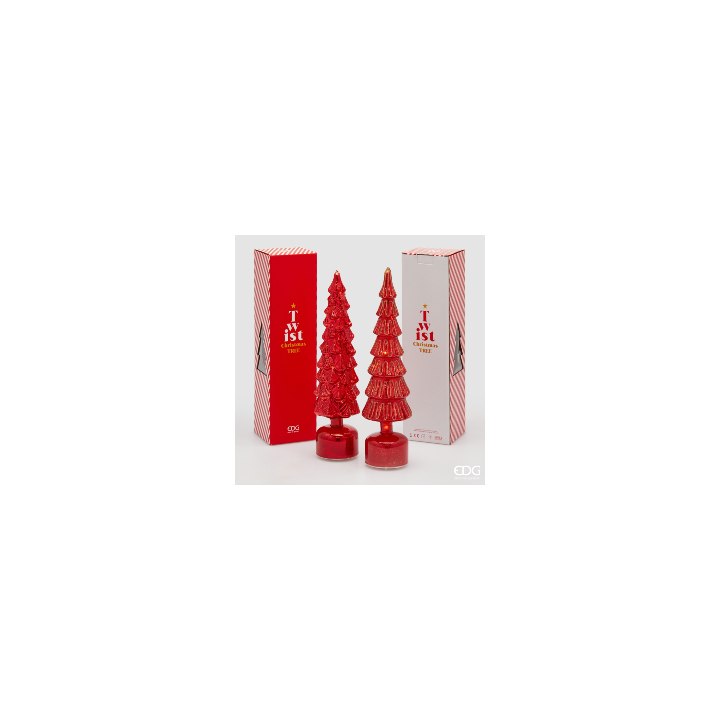 Pino Twist Vetro Rosso H 40,5 cm EDG con Movimento e LED | CandidaCeliento