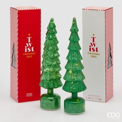 DECORO PINO TWIST H40,5 cm MOVIMENTO + LED GREEN - EDG 2