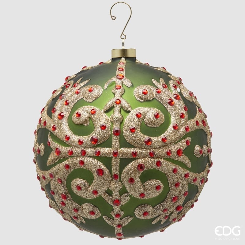 Palla di Natale Foglie Green Gold Ø18 cm – EDG...