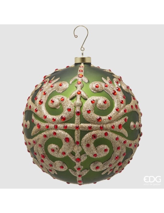 Palla di Natale Foglie Green Gold Ø18 cm – EDG...