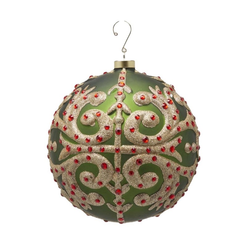 Palla di Natale Foglie Green Gold Ø18 cm – EDG Enzo De Gasperi