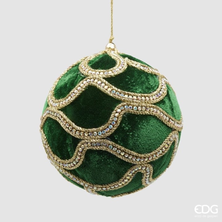 EDG Pallina di Natale Decogemme in velluto verde Ø 12 cm