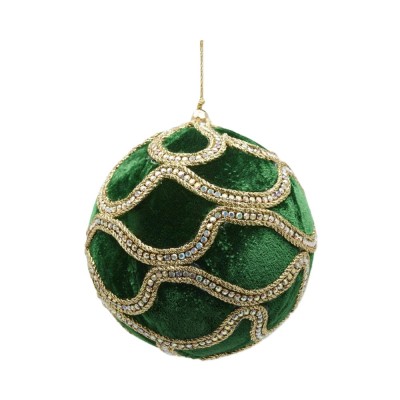 Enzo De Gasperi pallina natalizia in velluto verde Deco... 2