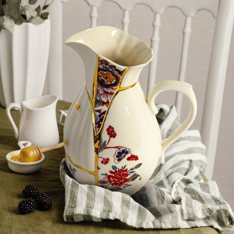 Seletti caraffa in porcellana ed oro Kintsugi 19x14,23xH25,5cm
