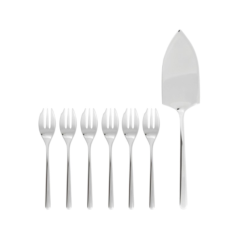 Sambonet set forchette dolce e pala torta Linear 7 pezzi