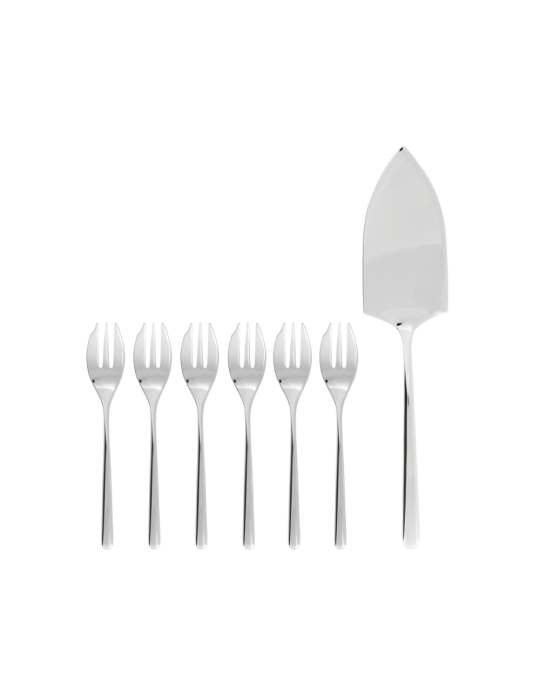 Sambonet set forchette dolce e pala torta Linear 7 pezzi