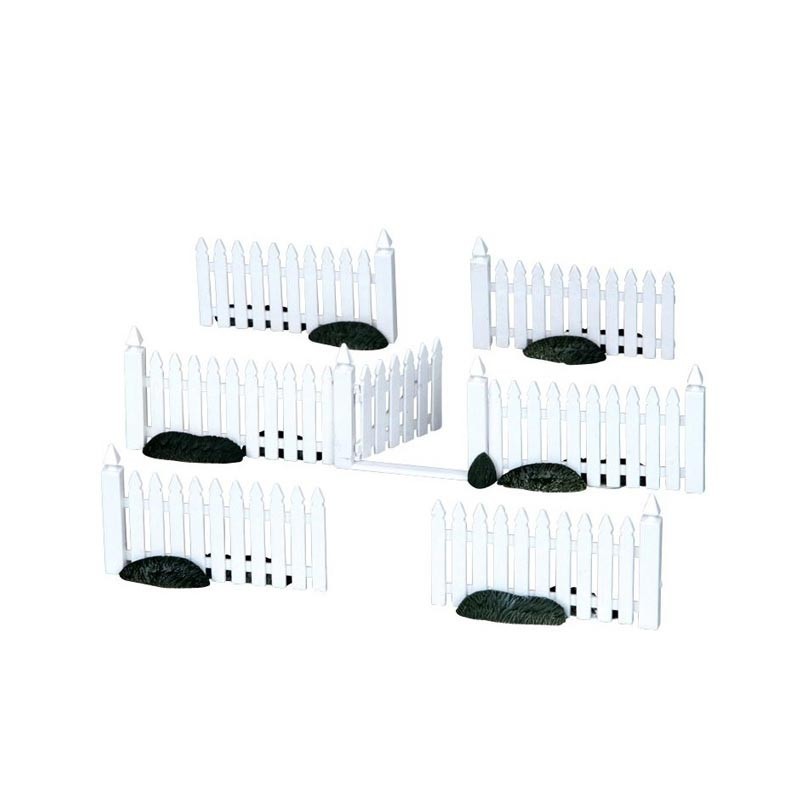 Lemax Plastic Picket Fence Set of 7 - Staccionata Bianca in Miniatura per Home Decor - Cod. 14388