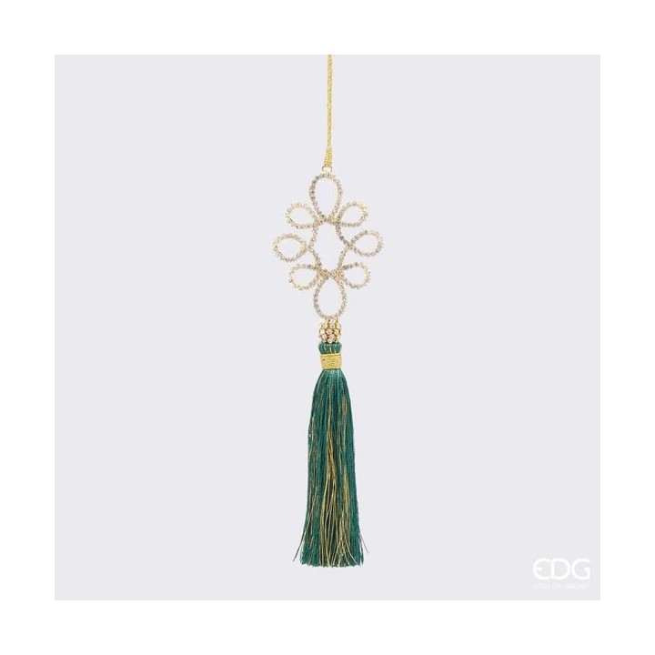 EDG Pendente Asole Diamanti con nappa verde alto 21 cm