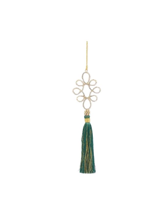 Decorazione Natalizia Pendente Asole Diamanti con Nappa H21 cm Verde - EDG Enzo De Gasperi