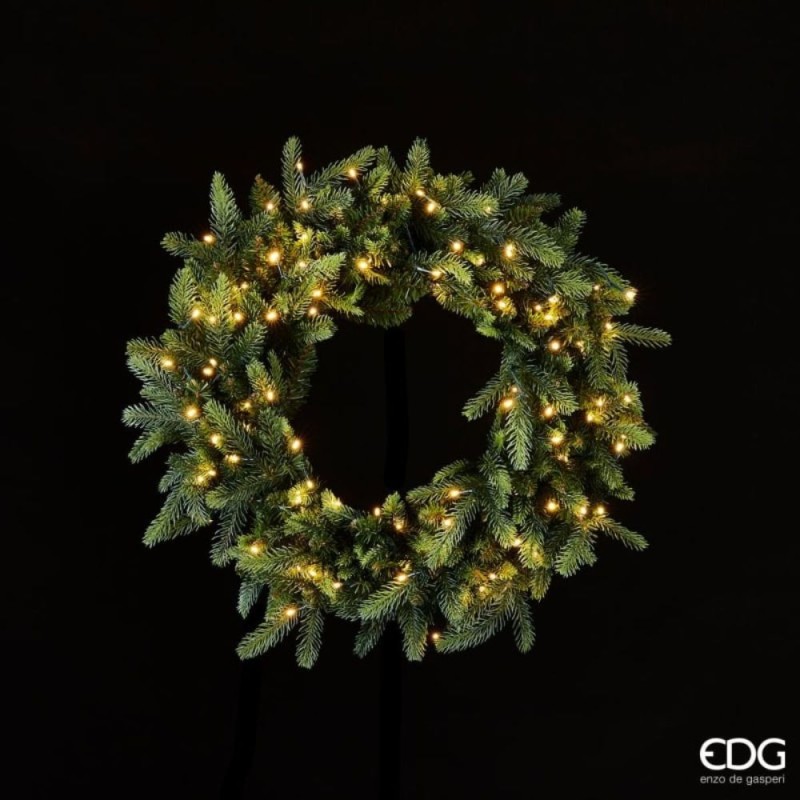 Corona Natalizia Pino Luxury con 100 LED Luce Calda - EDG Enzo De Gasperi