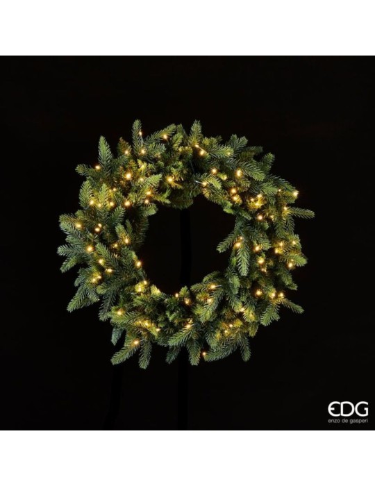 Corona Natalizia Pino Luxury con 100 LED Luce Calda - EDG Enzo De Gasperi