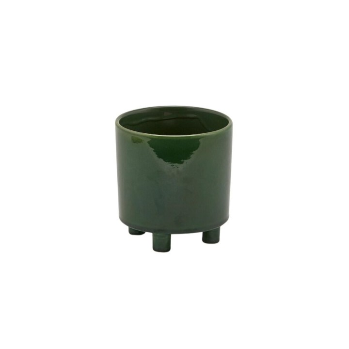 EDG Cachepot Chakra a cilindro con piedi verde alto 16 cm