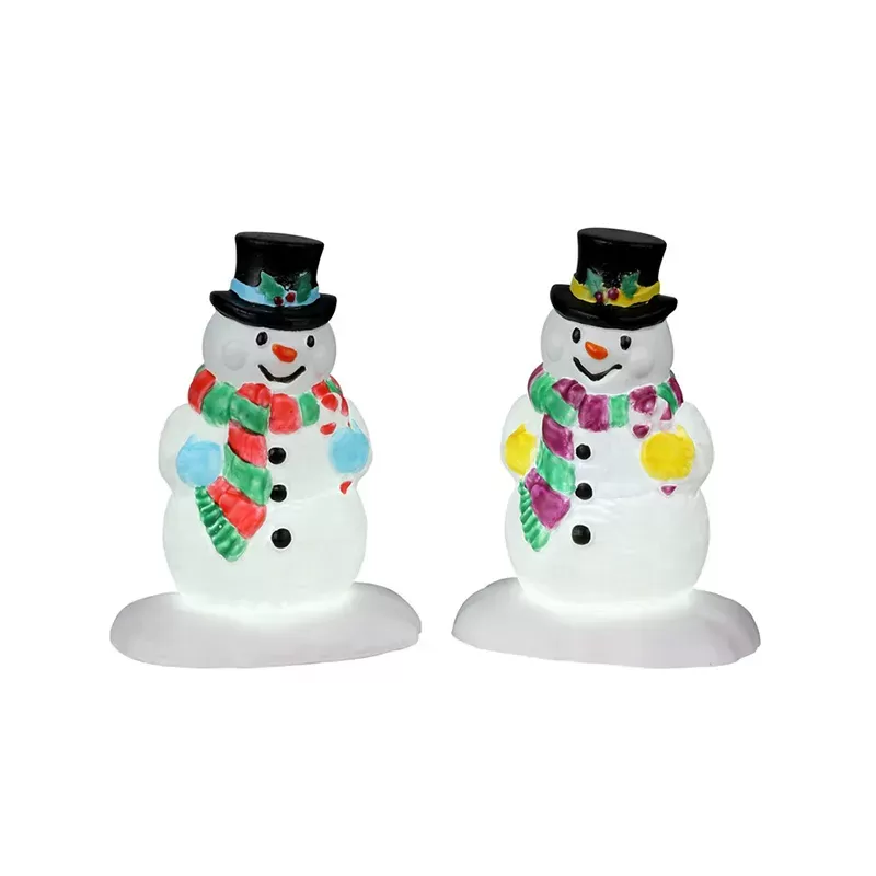 Lemax Holly Hat Snowman - Set di 2 Pupazzi di Neve Luminosi - Cod. 24965