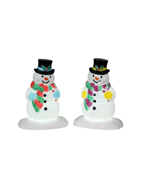 Lemax Holly Hat Snowman - Set di 2 Pupazzi di Neve Luminosi - Cod. 24965