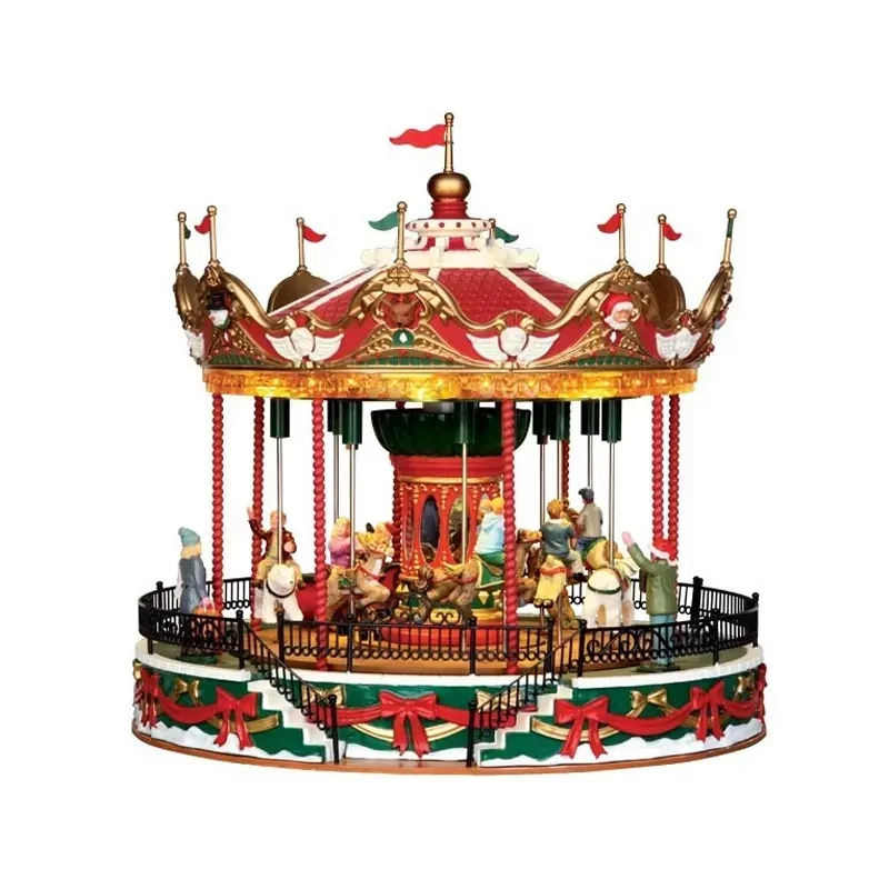 Santa Carousel Lemax - Carosello Natalizio Animato con Luci, Musica e Movimento | Collezione Carnival Cod. 34682