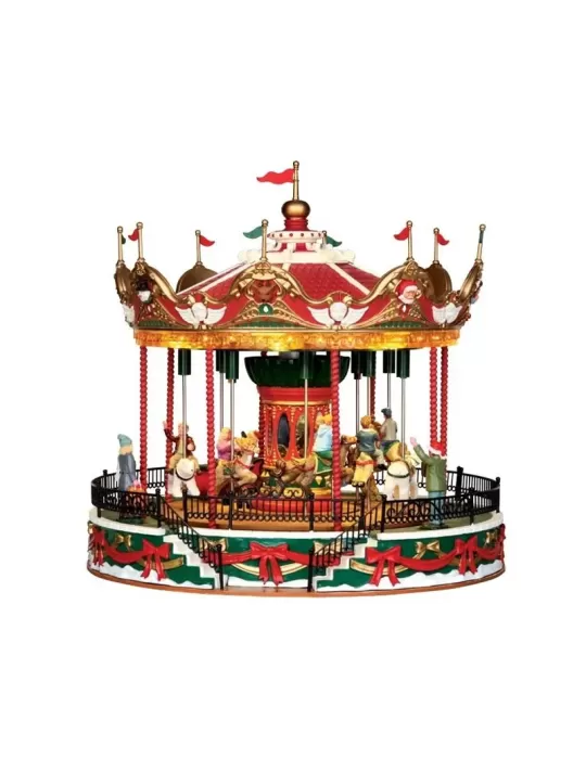 Santa Carousel Lemax - Carosello Natalizio Animato con Luci, Musica e Movimento | Collezione Carnival Cod. 34682
