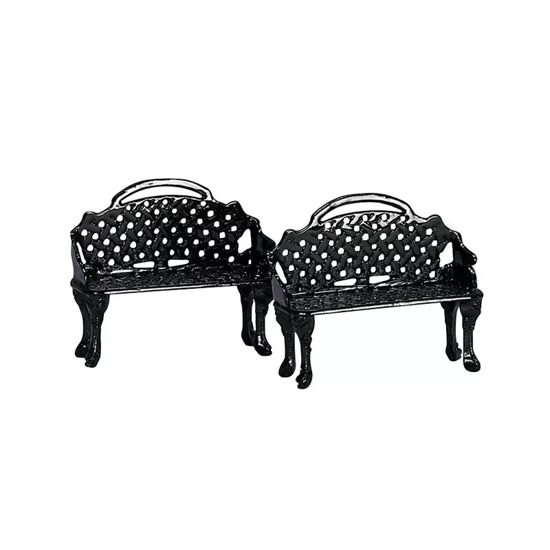 Lemax Patio Bench Set of 2 - Coppia di Panchine in Vero Metallo - Cod. 34897