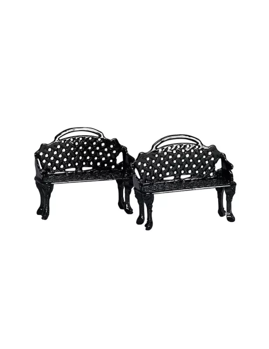 Lemax Patio Bench Set of 2 - Coppia di Panchine in Vero Metallo - Cod. 34897