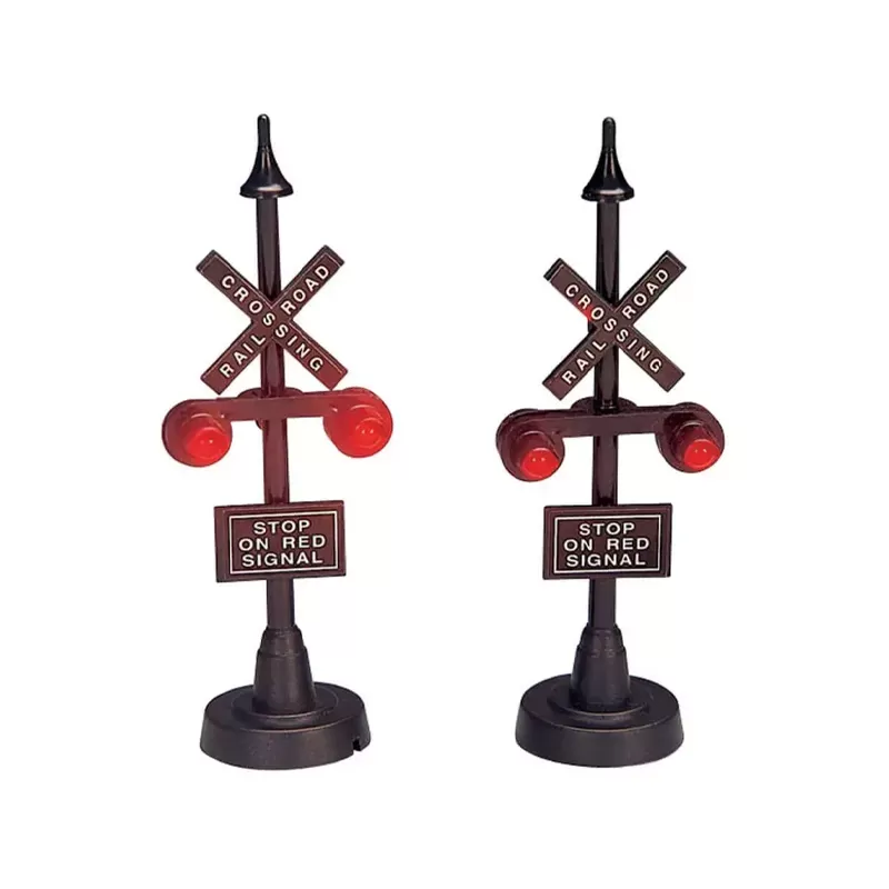 Lemax Railway Stop Light - Set di 2 Semafori Vintage Illuminati - Cod. 34954