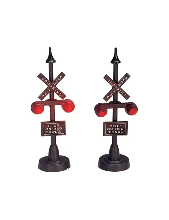 Lemax Railway Stop Light - Set di 2 Semafori Vintage Illuminati - Cod. 34954