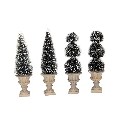 Topiaries a Forma di Cono con Sculture LEMAX – Set 4 Pz