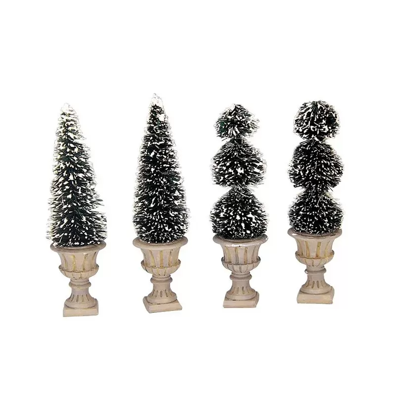 Topiaries a Forma di Cono con Sculture LEMAX – Set 4 Pz