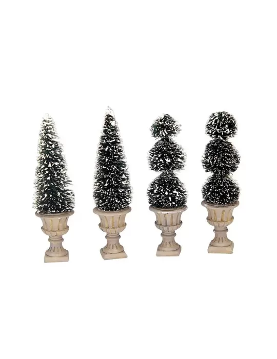 Topiaries a Forma di Cono con Sculture LEMAX – Set 4 Pz