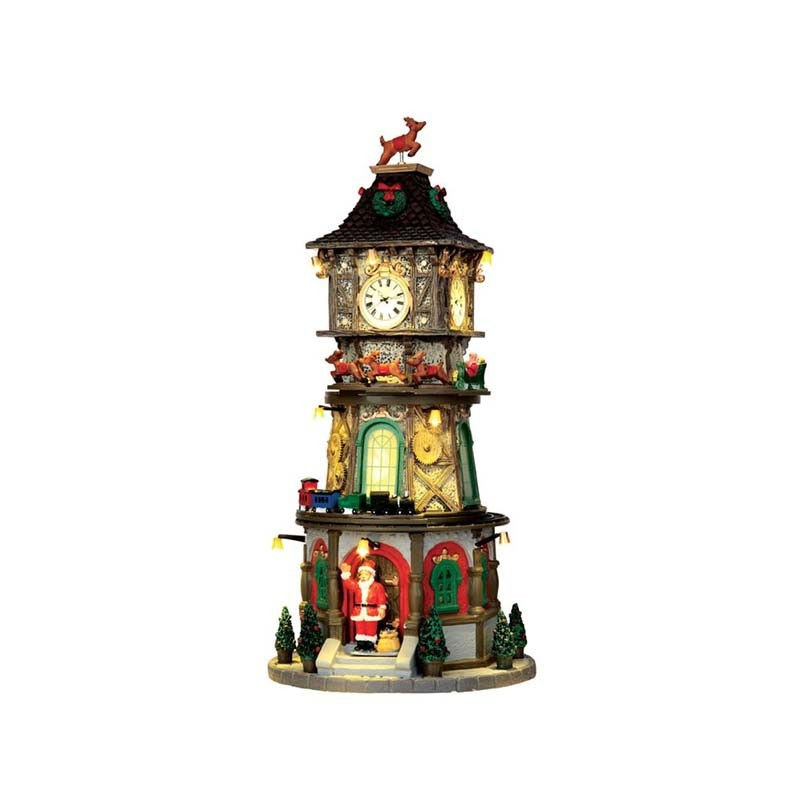 Christmas Clock Tower Lemax - Torre dell'Orologio Animata con Luci, Musica e Movimento | Collezione General Cod. 45735