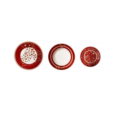 Servizio Tavola 18 Pezzi Chicchi e Balocchi Rosso...