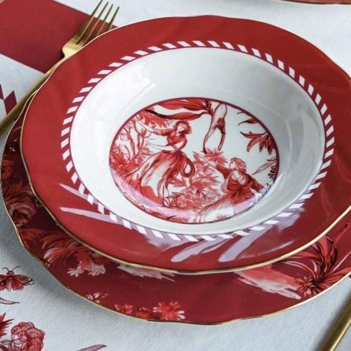 Baci Milano Set di 6 piatti fondi Le Rouge in porcellana