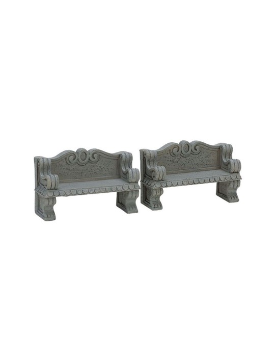 Lemax Stone Bench Set of 2 - Set 2 Panchine in Pietra in Resina - Cod. 74612