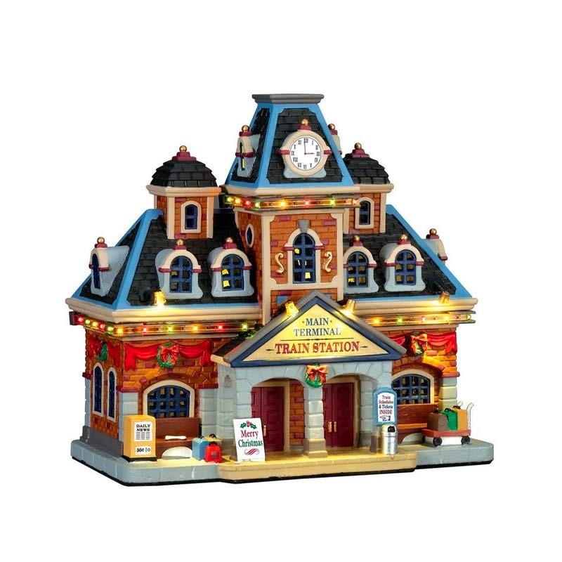 Lemax Main Terminal Train Station - Edificio Illuminato in Porcellana - Cod. 75194