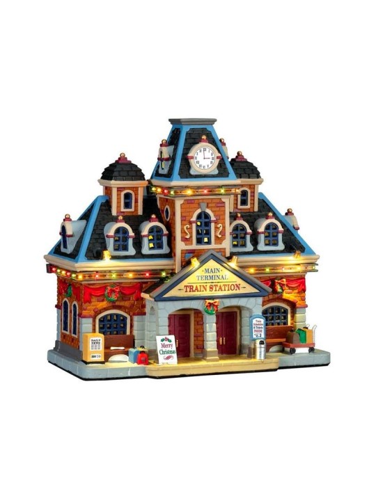 Lemax Main Terminal Train Station - Edificio Illuminato in Porcellana - Cod. 75194
