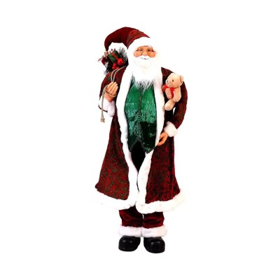 BABBO NATALE C/REGALI E ORSO BURGUNDY E VERDE