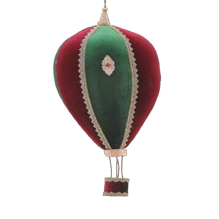 Vetur Mongolfiera decorativa burgundy e verde da 90 cm